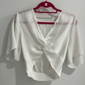 White Twist Front Shirt
